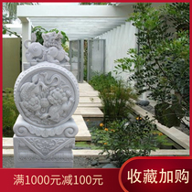 Door pier stone carving White marble holding drum stone A pair of household doorway lucky baby elephant Stone Lion Pixiu Unicorn stone drum