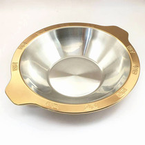 Hot pot shop special stainless steel gold-plated anti-copper pot Commercial dry pot pot Chongqing hot pot flat-bottomed non-stick pot small hot pot