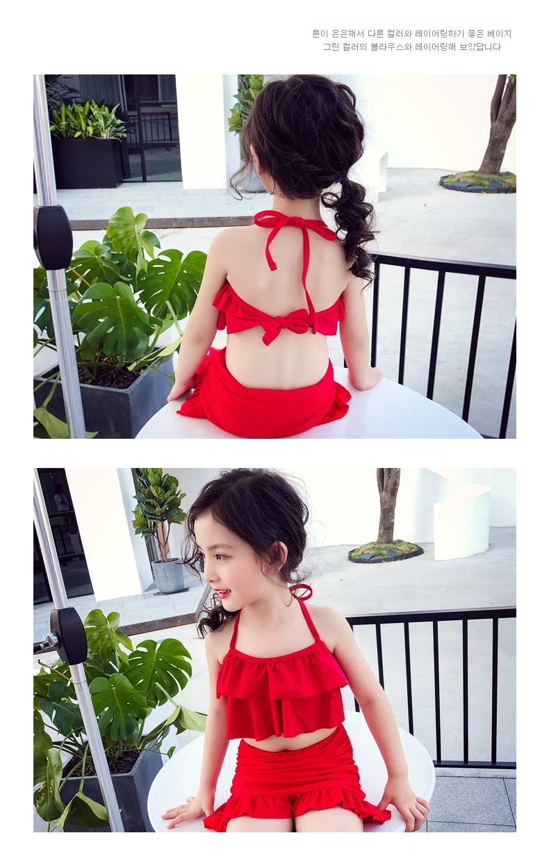 噜 咪 Summer Mùa hè 2018 Cô gái mới chia đồ bơi trẻ em Hàn Quốc Dễ thương mặc bikini treo đồ bơi đồ bơi trẻ em xuất khẩu
