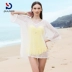 Plasch đồ bơi phụ nữ che bụng thon gọn ngực nhỏ tụ tập hai mảnh nhỏ Hàn Quốc áo tắm kỳ nghỉ nữ cảm giác - Bộ đồ bơi One Piece 	đồ bơi nữ liền thân có tay	 Bộ đồ bơi One Piece