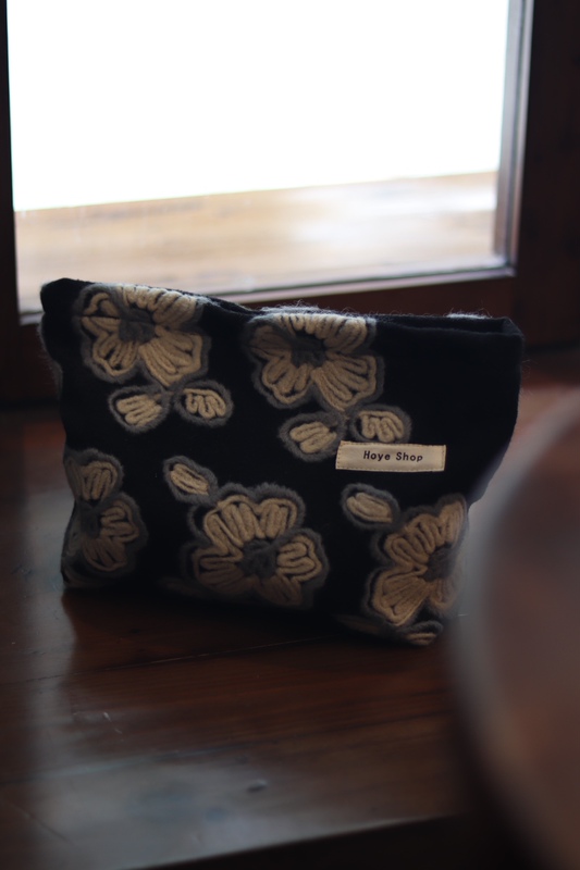 Hoye Shop LAOSHU Kapok Embroidered Woolen Cosmetic Bag Large Capacity Storage Bag Travel Portable Bag