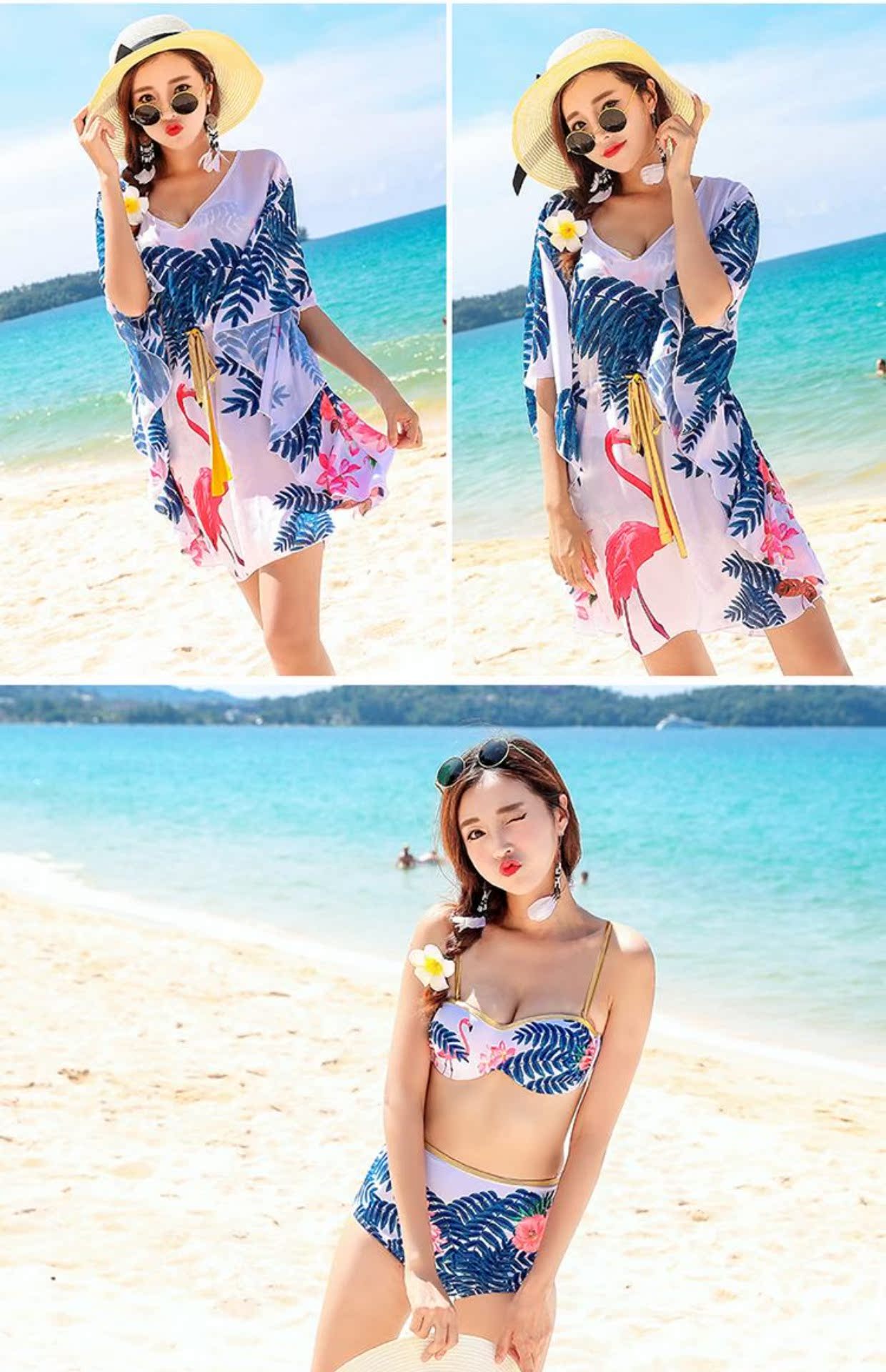 Cặp đôi đồ bơi cỡ lớn phù hợp với phụ nữ mặc bikini áo ba mảnh thời trang gợi cảm tụ tập đồ bơi bên bờ biển 	đồ đôi đi biển chụp hình cưới	