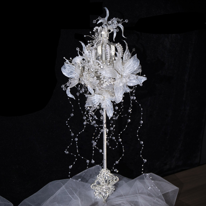 DIY Material Kit for Holding Flowers in a Scepter, Wedding Gift for the Bride, Finished Wedding Dress, High-End Handcrafted Round Fan