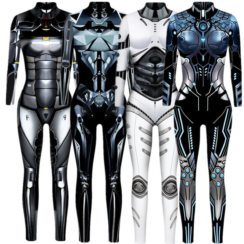 Halloween Stage Performance Costume 3D Printed Armor Robot Cosplay Costume Tight-Fitting Jumpsuit Halloween Stage Performance Costume 3D Printed Armor Robot Cosplay Costume Tight-Fitting Jumpsuit