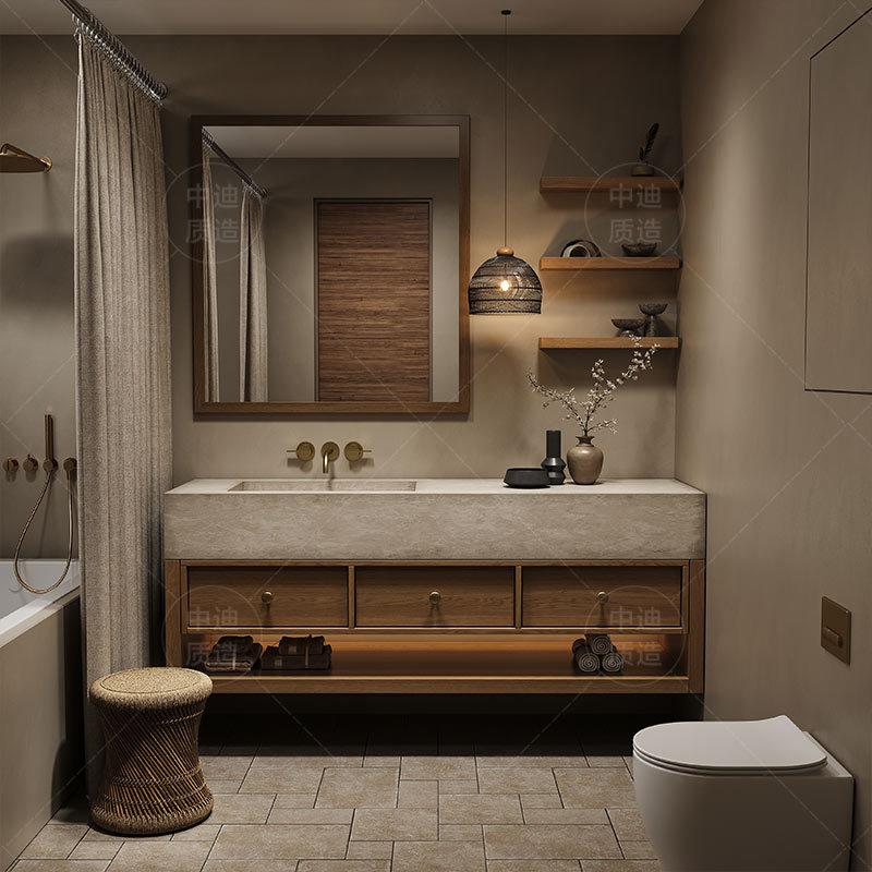 B&B Medieval Style Travertine Slate Integrated Basin Washbasin Washbasin Bathroom Washbasin Cabinet Bathroom Cabinet Combination