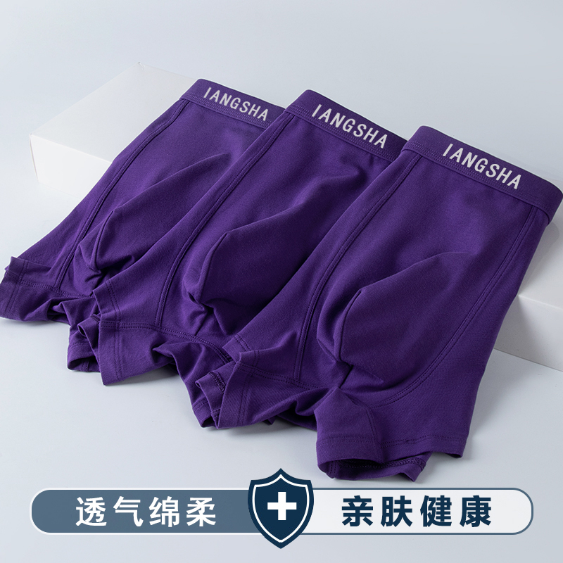 Teenage Underwear for Boys, Junior High School Students, Sports Purple Boxer Briefs, Men's Purple Boxer Briefs, Seamless Breathable Modal