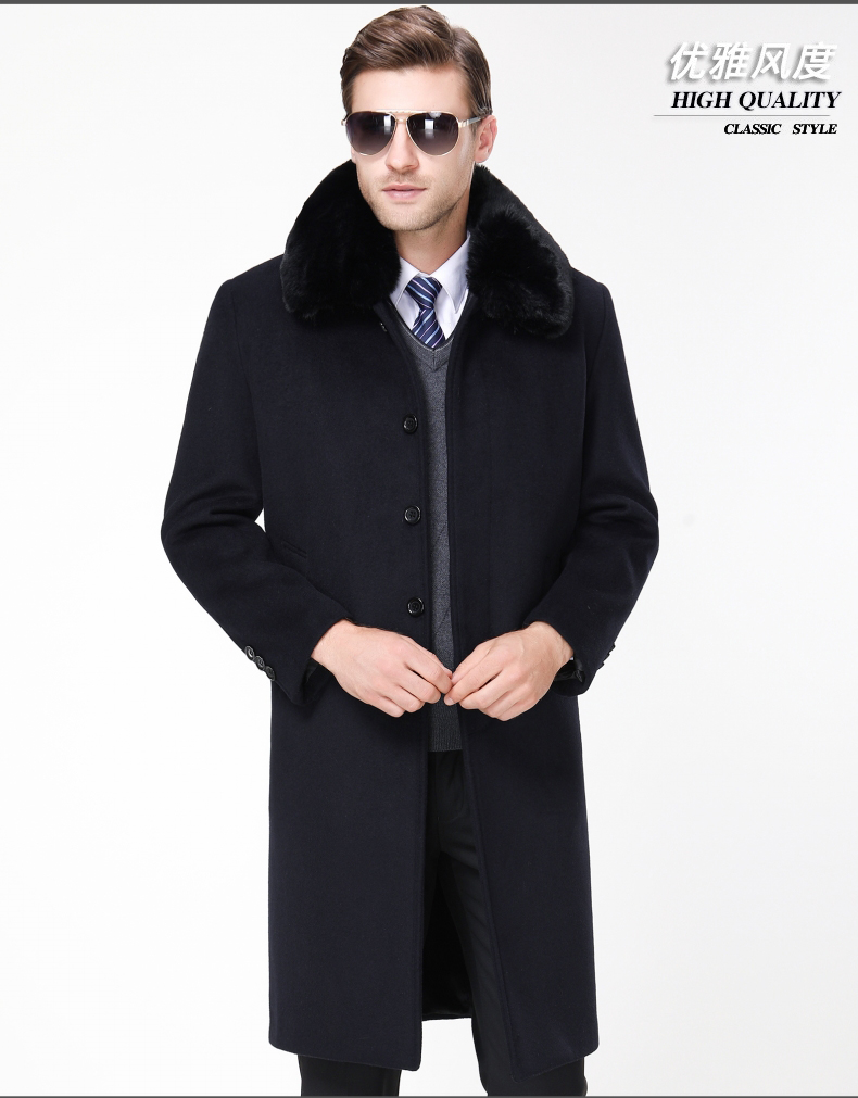 Áo len len mùa thu và mùa đông Pierre Cardin nam trung niên dày cộng với áo khoác nhung cho nam qua áo choàng cashmere áo dạ nam