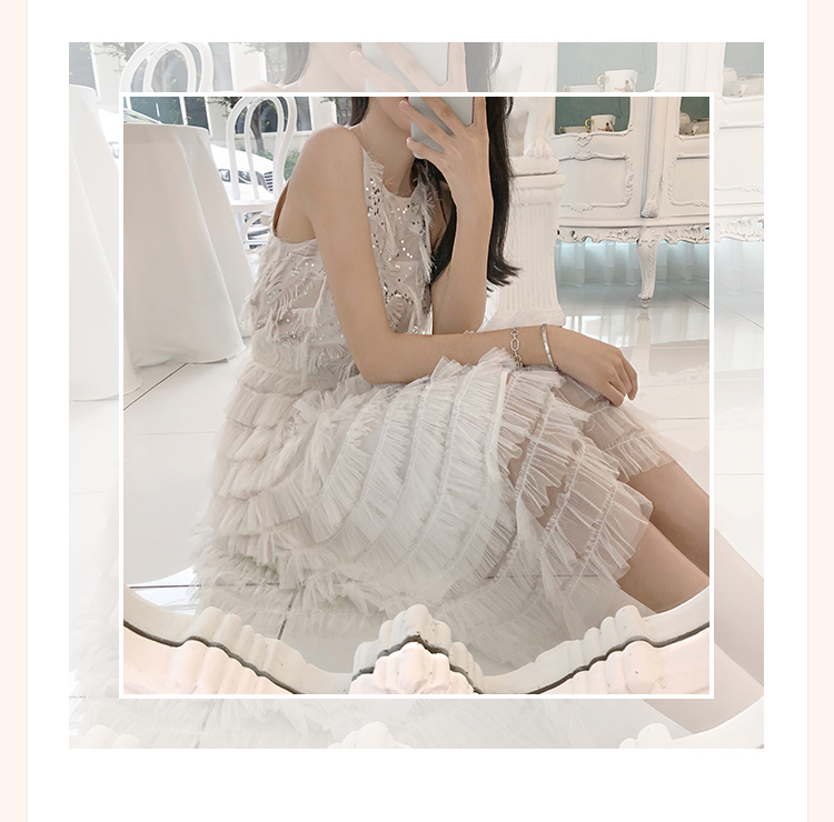 Fancyism đầu thu một chiếc váy chữ 2018 mới mùa thu khí chất Slim eo cao lưới sang trọng đầm đầu thu đầm xòe