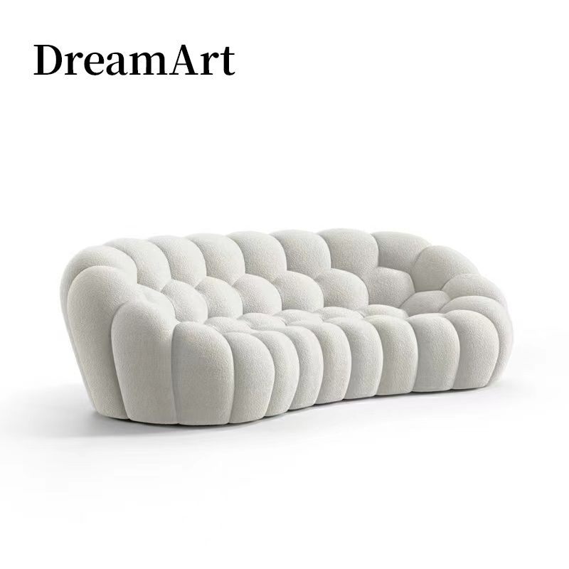 Minimalist French Rochburg Italian-Style Internet-Famous Bubble Football Cream Fabric Sofa Designer Art Curved Shape