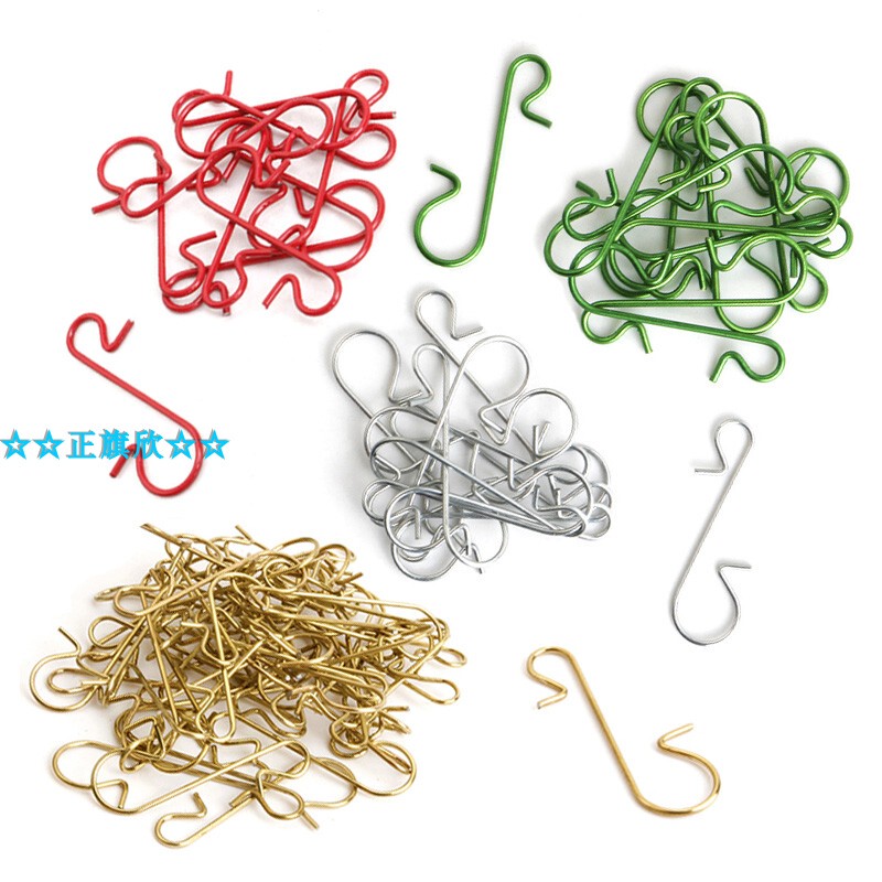 Holiday Carnival Party 30mm Christmas Hooks, 100 Pieces Per Pack, Christmas Tree Decoration Hooks, 4 Colors in Stock
