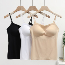 Summer ice silk sexy exposed belly button vest female brace pads bottom-up sportless colorless underwear