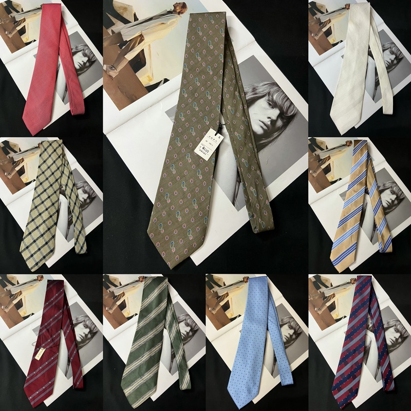 Vintage 80S Retro Hong Kong Style Plaid Striped Bright Polka Dot Fashion Shirt Tie Ins Trend F198
