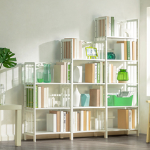Simple modern office bookshelf White solid wood floor-to-ceiling simple living room bookcase Student American bedroom shelf
