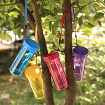 Plastic water cup heat-resistant tea portable cup simple solid color with lid male and female advertising logo