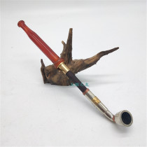 Portable dry cigarette bag Traditional dry smoke bucket white copper smoke pot sub agate jade cigarette holder solid wood smoke bar special smoke tool