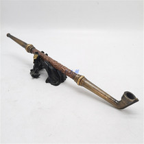 Traditional old-fashioned dry smoke bag brass dry smoke infighting inlaid with antique smoke gun thickened and integrated copper smoke tool