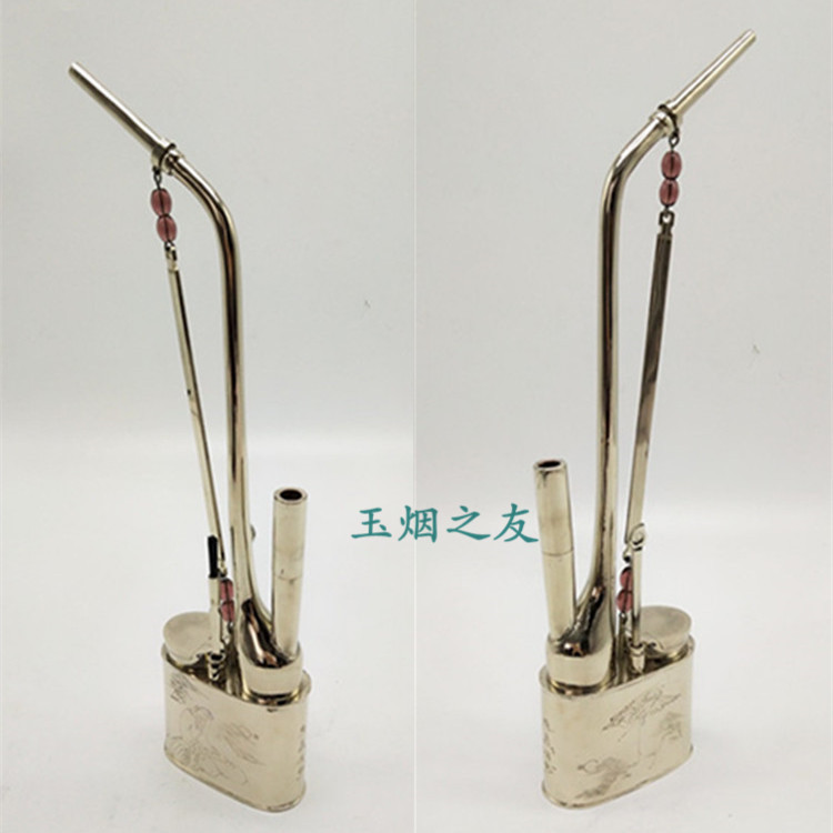 Handmade old hookah white copper dry tobacco bag hookah hookah hookah square round size smoking set