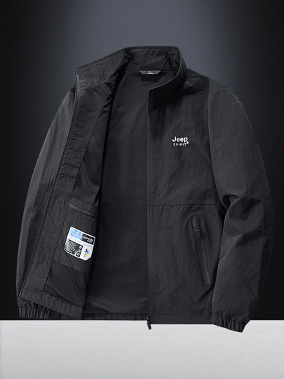 JEEP速干运动外套男士宽松休闲夹克春季百搭时尚商务行政上衣茄克