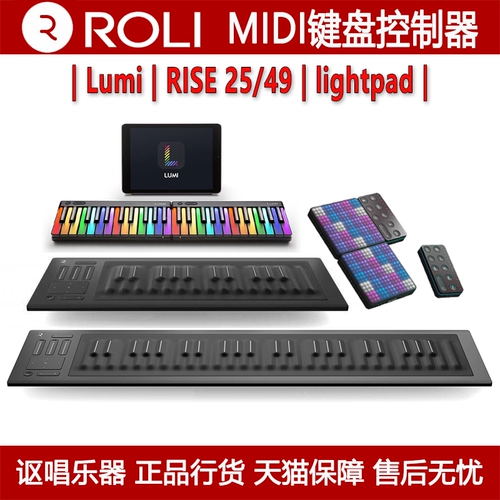 Roli Lumi Rise 25/49 Полное интеллектуальное взаимодействие MIDI -клавишная клавиша Lightpad Striker Controller