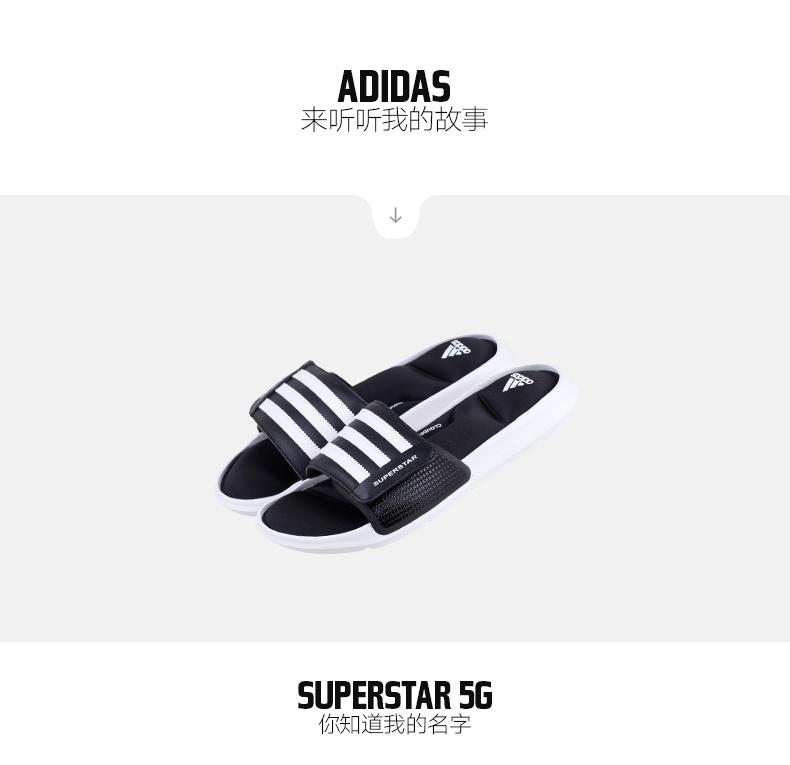 Adidas Superstar 5G Velcro đen và trắng sọc của nam giới giày dép thể thao giản dị và dép AC8325 dép mickey