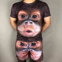 2020 Summer new creative 3D printed tremble gorilla short sleeve T-shirt men beach shorts monkey set