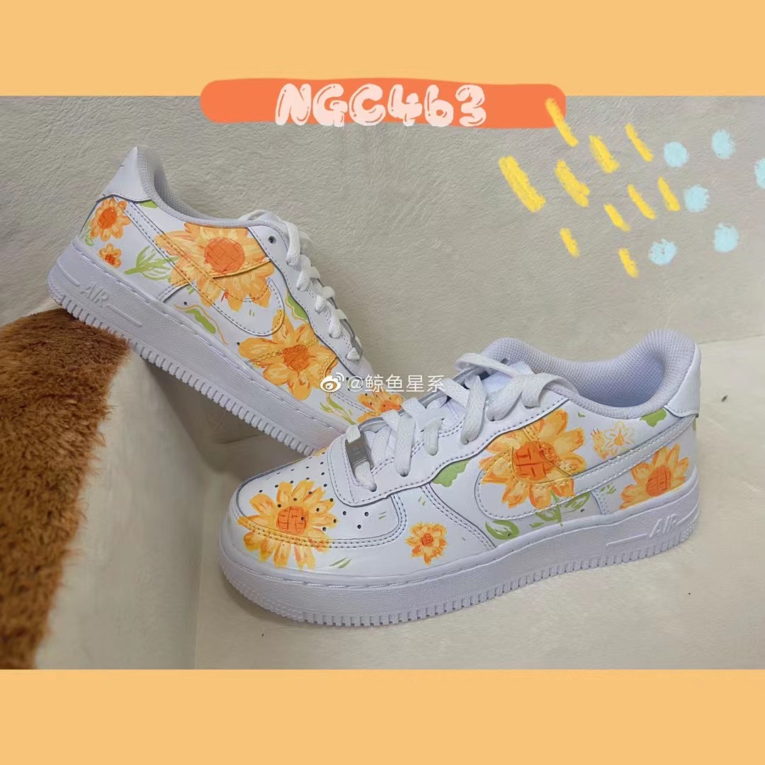 Sunflower summer of the whale galaxy original hand - drawn af1 shoes custom - made handmade fees without shoes