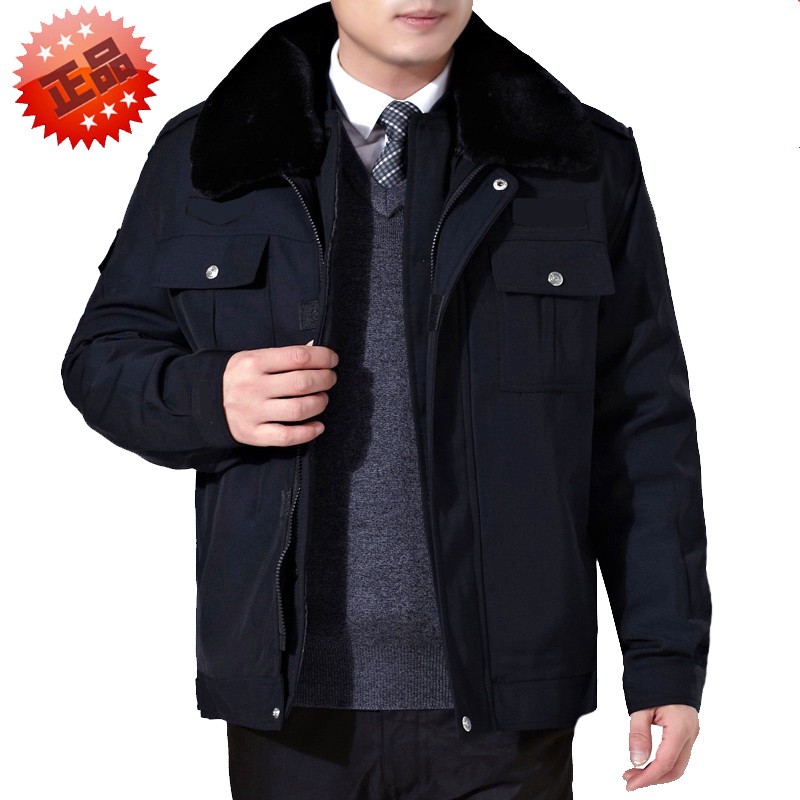 Security Winter Cotton Jacket Men Jacket Duty Jacket Large Size Thick Wool Cold Jacket Work Uniform Cotton Uniform