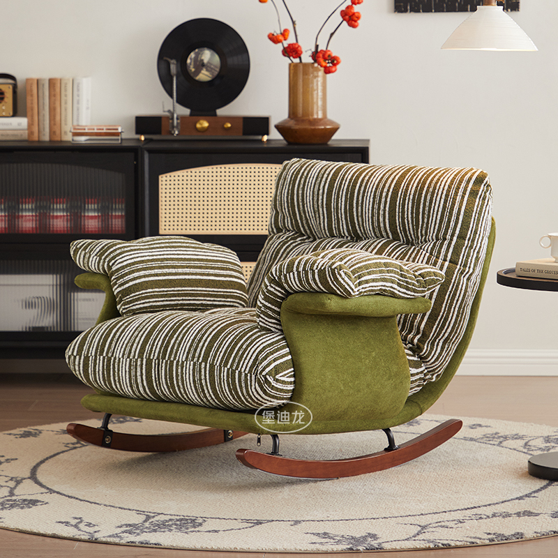 Lazy Rocking Chair for Adults, Suitable for Sleeping and Lounging, Home Balcony Leisure Chair, 2026 New Model, French-Style Single Sofa Chair