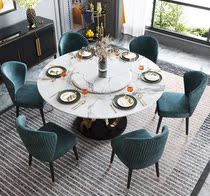 Italian light luxury marble dining table Household induction cooker Dining table Round table with turntable Nordic small apartment table and chair combination