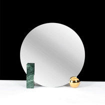 Valley and geometric round designer marble dresser Light luxury art bed and breakfast hotel desktop makeup mirror
