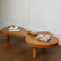 Valley and simple living room furniture Japanese ins solid wood light luxury shaped coffee table Living room sofa side peanut coffee table