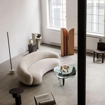  Valley and simple shaped banana sofa Light luxury style living room furniture fabric sofa complete flocking modern