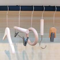 Childrens clothing store solid wood hanger pants clip incognito non-slip clothing support s-shaped hook S hook beech wood ring hook display props