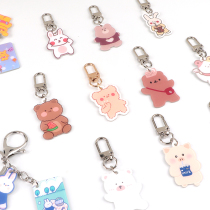 New Korean ins bear keychain girl heart cartoon cute bag pendant airpods headset hanging chain