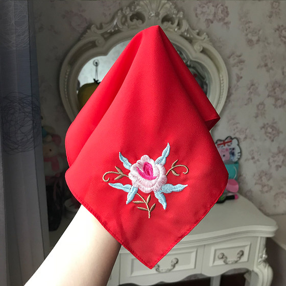 Company gift antique silk embroidered handkerchief Begonia flower embroidered handkerchief retro court dance crew filming