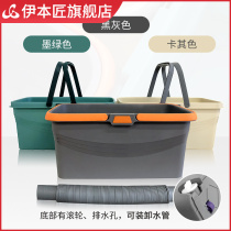 Mop bucket Rectangular household bucket Plastic mop pool water storage mop thickened anti-drop pulley drainage bucket