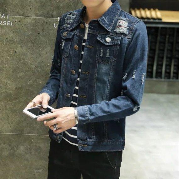Áo khoác denim mùa thu 2017 nam mỏng retro denim áo khoác nam thanh niên Quần áo denim Hàn Quốc áo sơ mi nam áo khoác