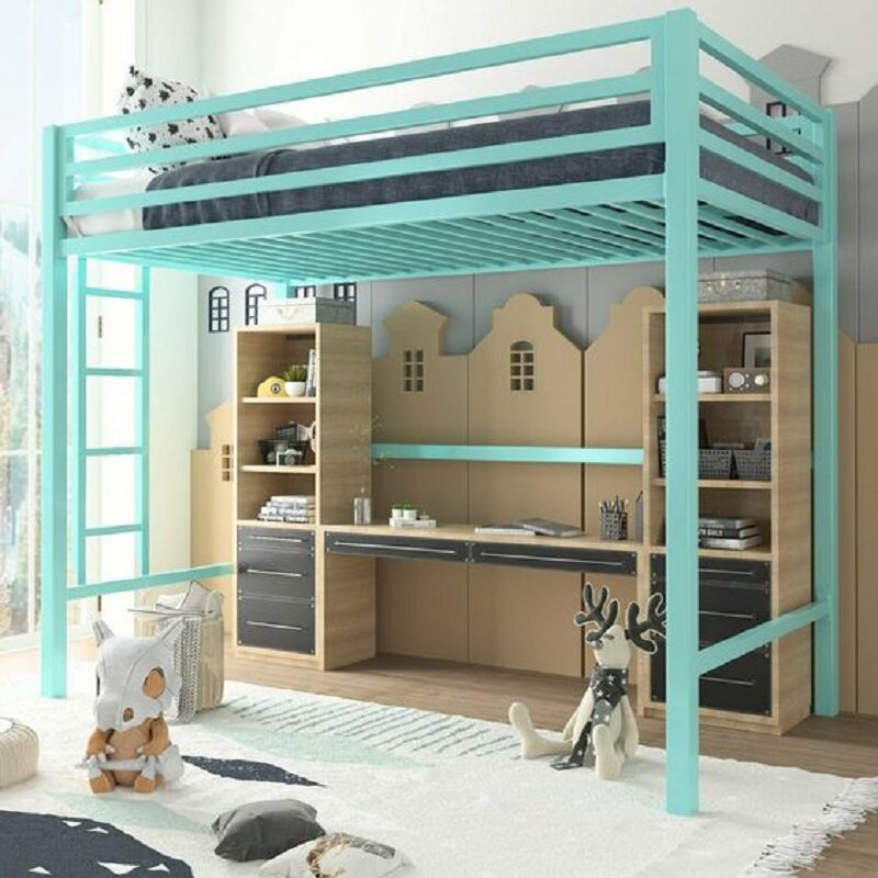 loft bed lower empty single upper bed small family type elevated bed attic room with children's bed high and low bed adult semi-high bed