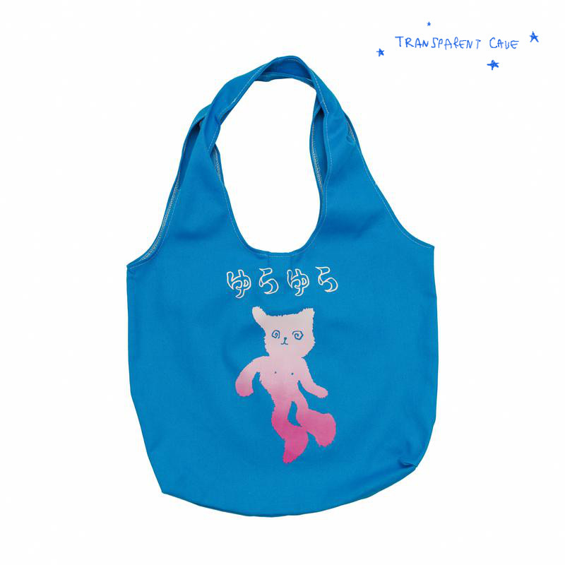 Transparent Cave ゆらゆら Shaking Cat Color Large Capacity Canvas Bag Original Design