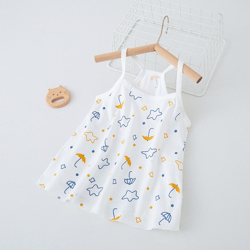 Baby Summer Suspender Dress, Pure Cotton 1 Princess Dress, Thin Dress, 3-Year-Old Girl Baby Summer Dress, Vest, Small Floral Dress