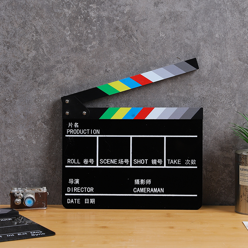 Chinese and English Acrylic Director's Clapperboard, Professional Director's Clapperboard, Film Crew Shooting Props, Creative Ornaments