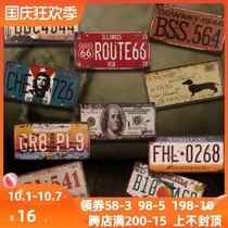 Retro license plate decoration tin painting creative listing industrial style European Bar Cafe shop background wall wall decoration
