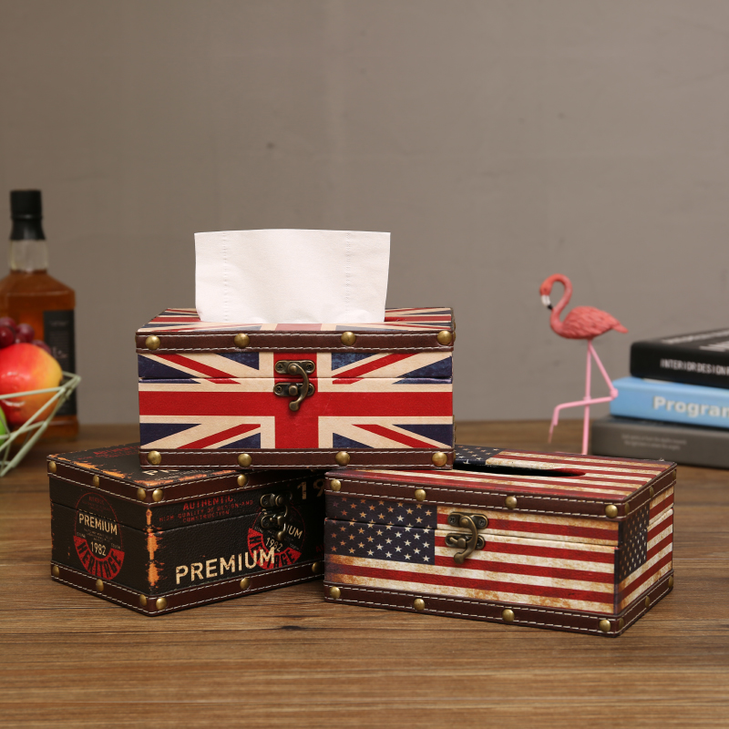 Rice Wordflag Paper Towel Box Creative Home Living Room Dining Room Dining Towels Paper Box Retro Toilet Paper Box Luxurious Upscale Collection