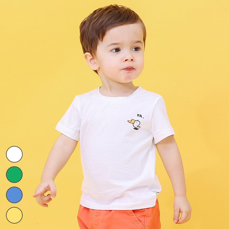 Zero also children's clothing 2019 Summer New products Children Korean version Cartoon Printed T-shirt Pure Cotton Breathable Round Collar Short Sleeves