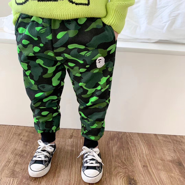 2019 Fall New Products Children Casual 100 hitch pants male girl among children fluorescent camouflated green loose sports pants