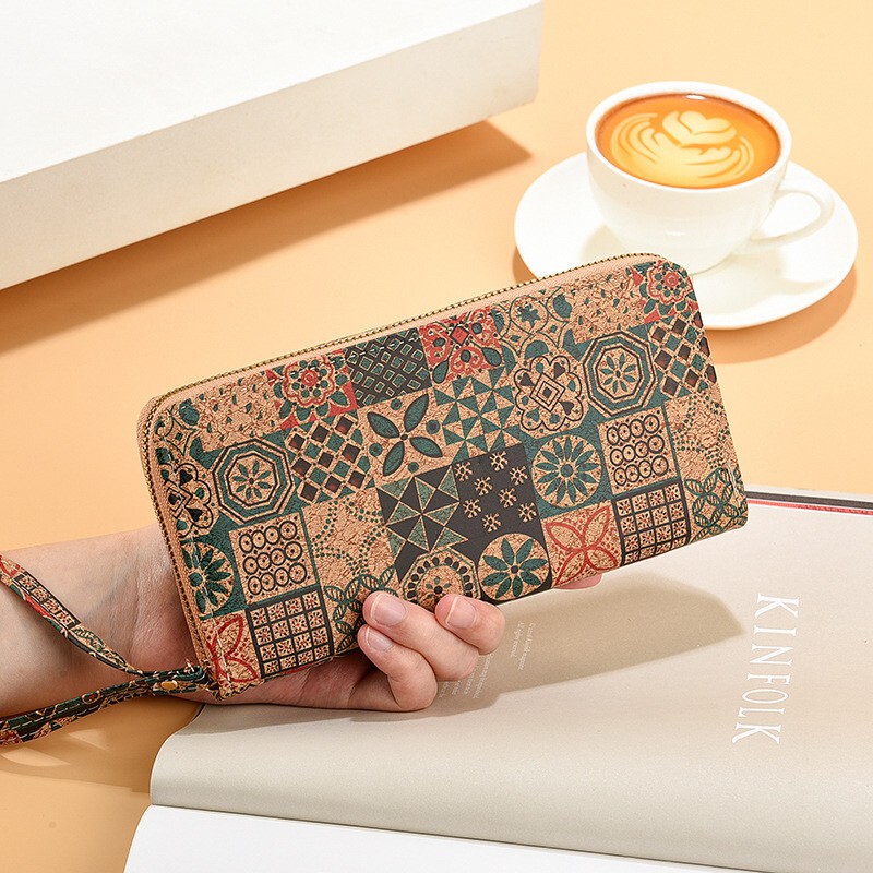 Wood Grain Pattern Pu Floral Coin Purse Long Encrypted Phone Bag Single Zipper Wallet Storage for Women with Multiple Card Slots Wood Grain Pattern Pu Floral Coin Purse Long Encrypted Phone Bag Single Zipper Wallet Storage for Women with Multiple Card Slots