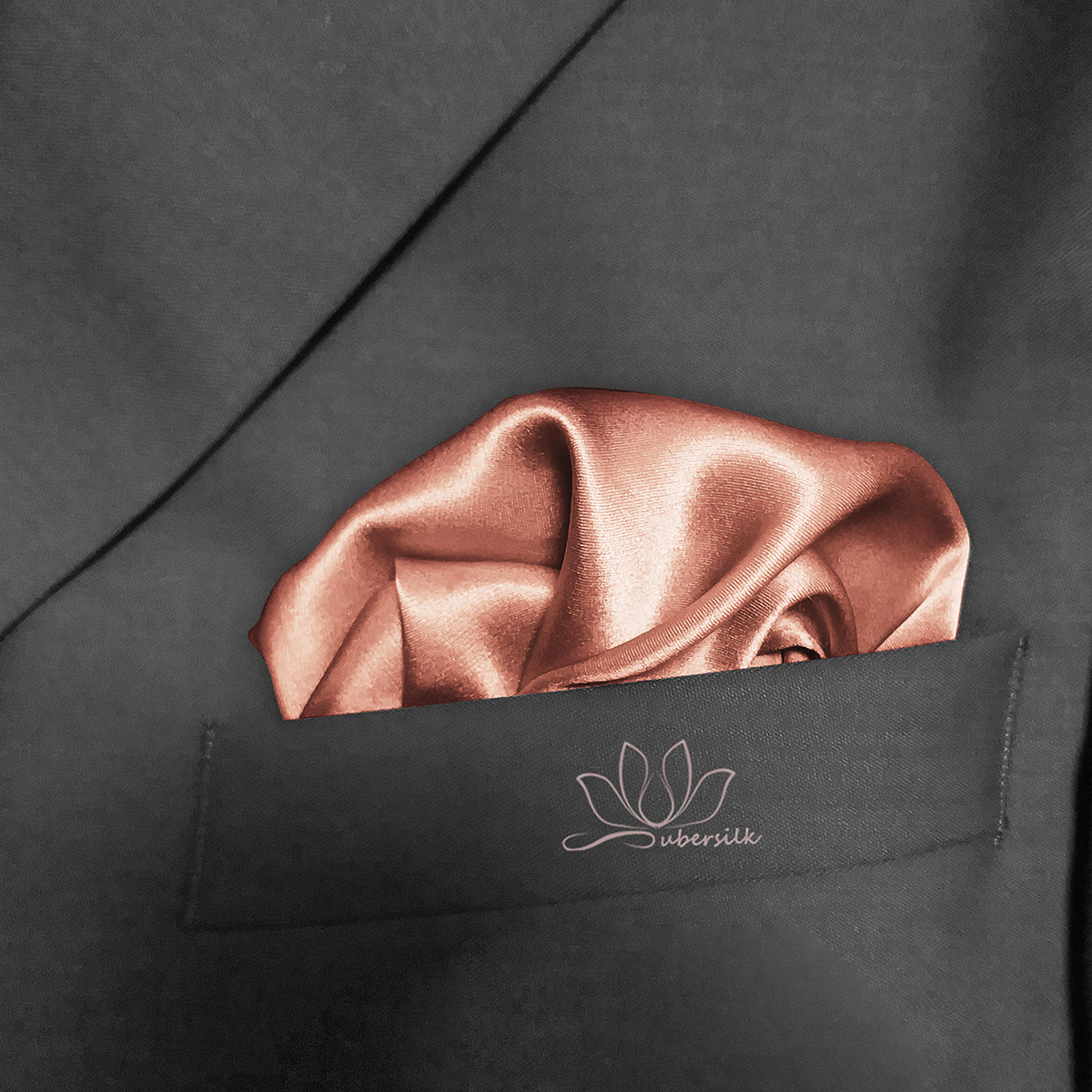 Vegetarian and silk-free SUBERSILCK mulberry silkworm real silk nano waterproof men's business West suit with pocket square napkin