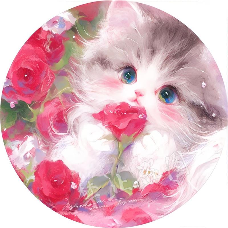 Cute Little Cat Gives You Roses, Badges, and Collectible Items