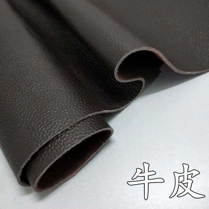 Cowhide leather leather top layer lychee pattern brown cowhide bedside upholstered sofa seat leather fabric