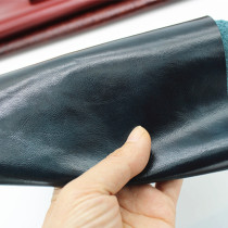 Plain oil wax leather cowhide leather genuine leather first layer cowhide sofa leather bedside soft bag seat dark blue color leather